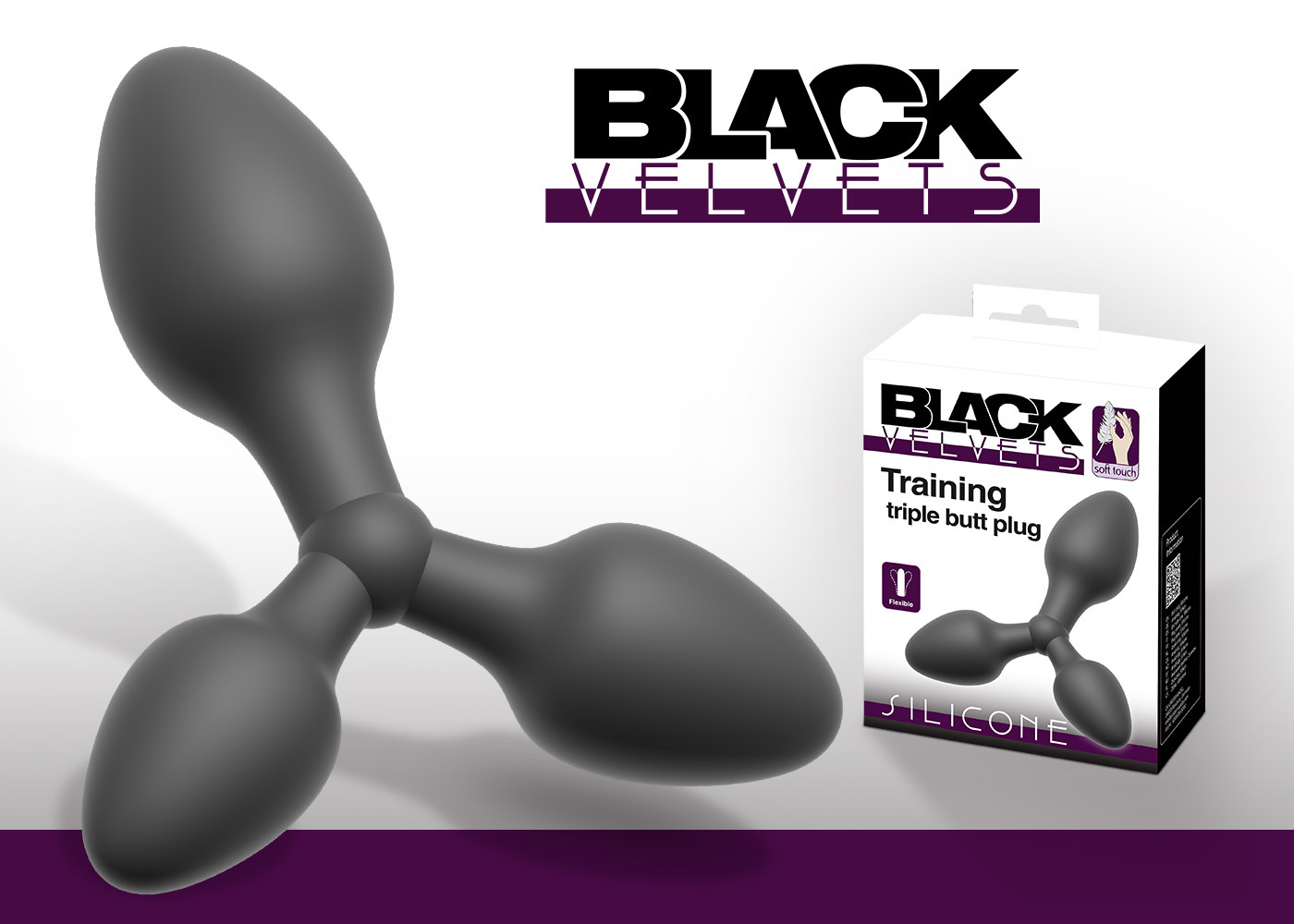 Exclusive 3-in-1 butt plug from Black Velvets for comfortable stretching